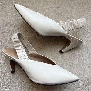 Lewit Marta Cream Leather Slingback Pump Women‎ EU 36.5 US 6 Classic Pointed Toe
